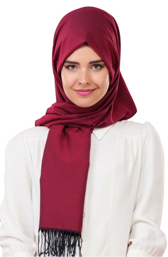 Cachmira Düz Viskon Bordo Şal